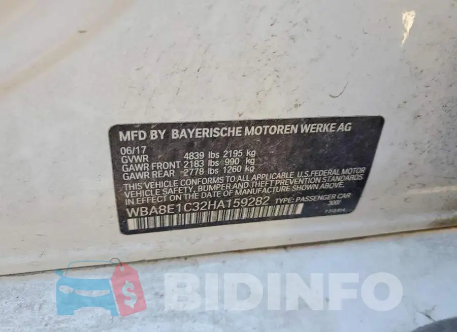 WBA8E1C32HA159282 Photo# 12