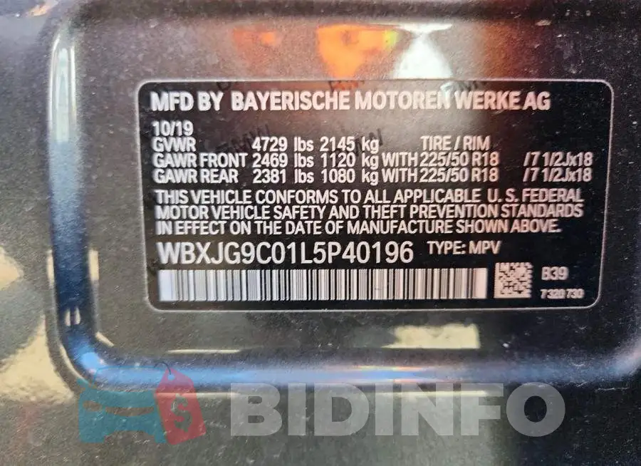 WBXJG9C01L5P40196 Photo# 13