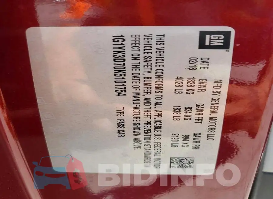 1G1YK3D70K5101754 Photo# 12