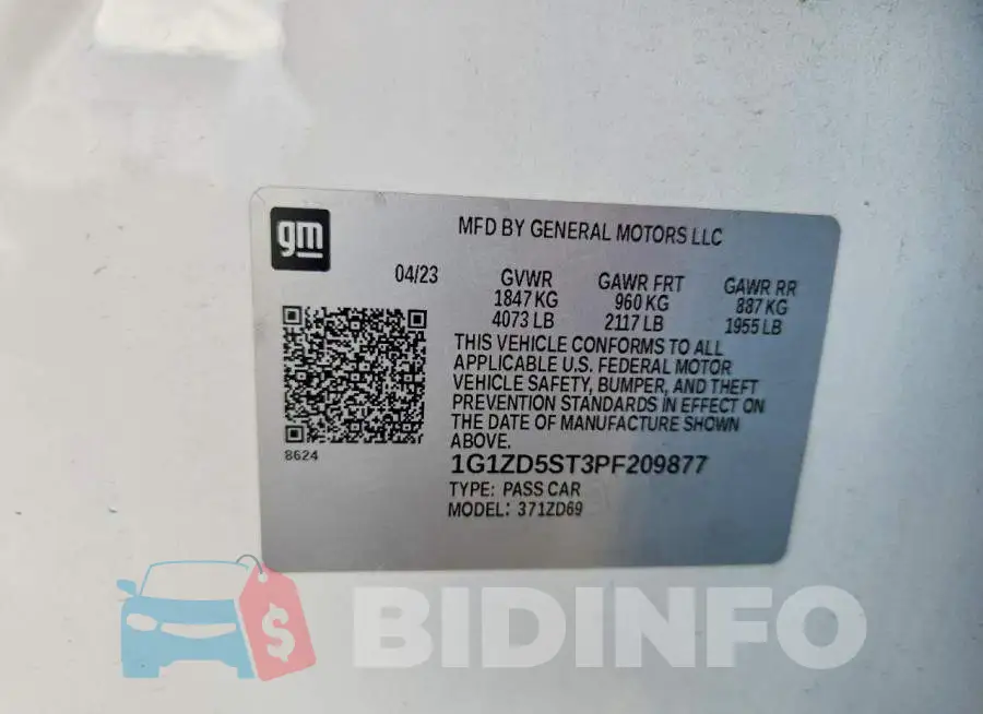 1G1ZD5ST3PF209877 Photo# 12
