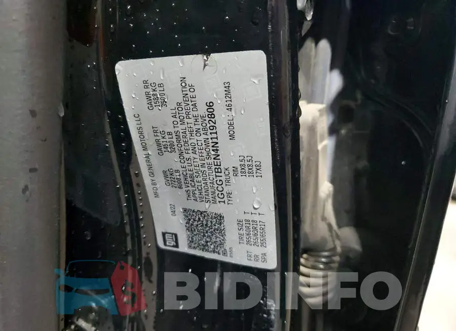 1GCGTBEN4N1192806 Photo# 12