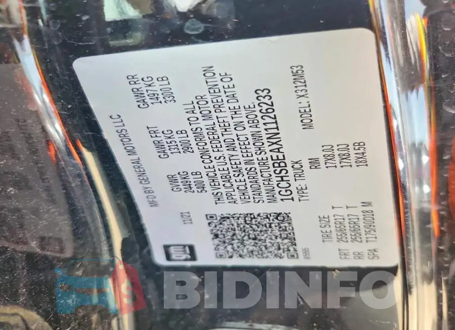 1GCHSBEAXN1126233 Photo# 12