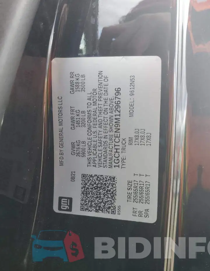 1GCHTCEN9M1296796 Photo# 12