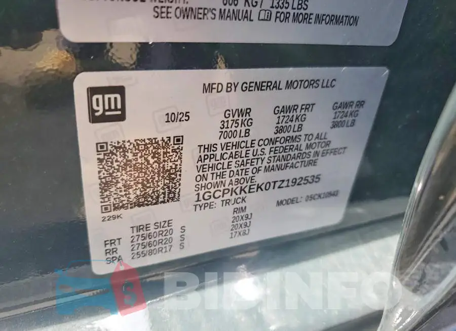 1GCPKKEK0TZ192535 Photo# 12