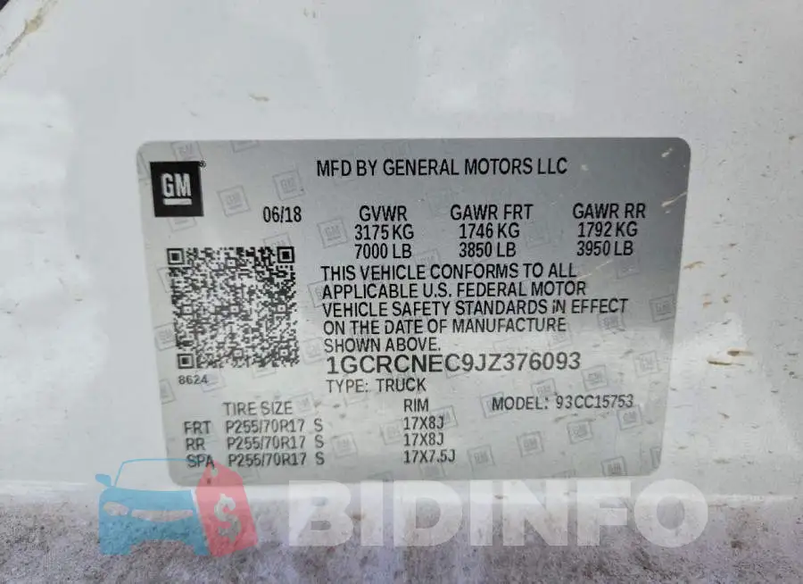 1GCRCNEC9JZ376093 Photo# 12