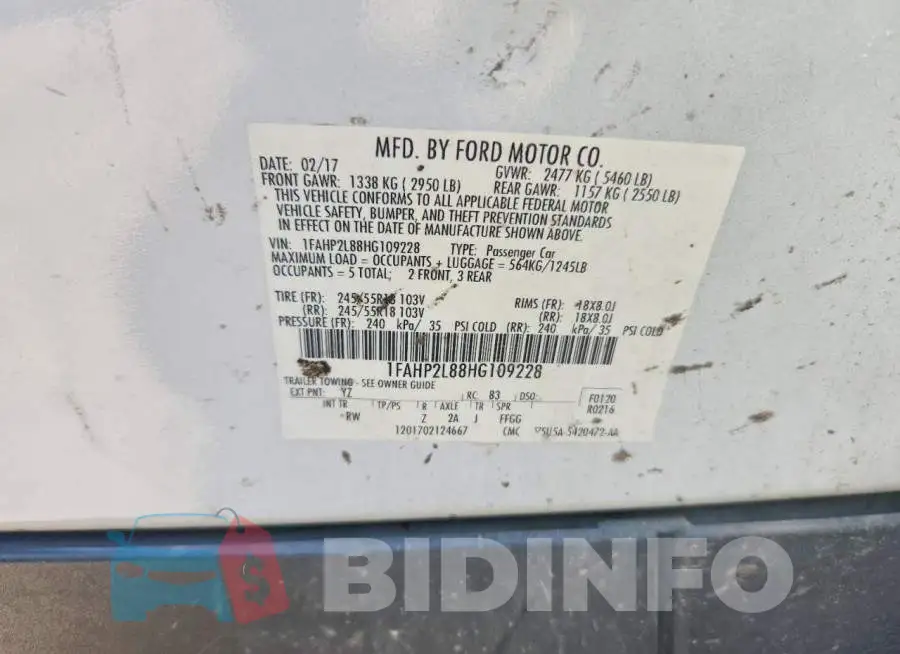 1FAHP2L88HG109228 Photo# 12