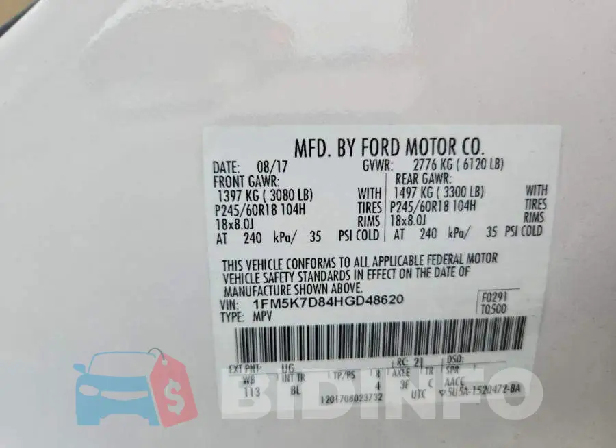 1FM5K7D84HGD48620 Photo# 14