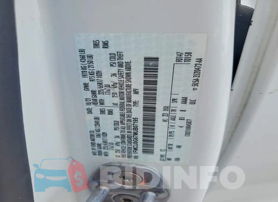 1FMCU0G67MUB07195 Photo# 12
