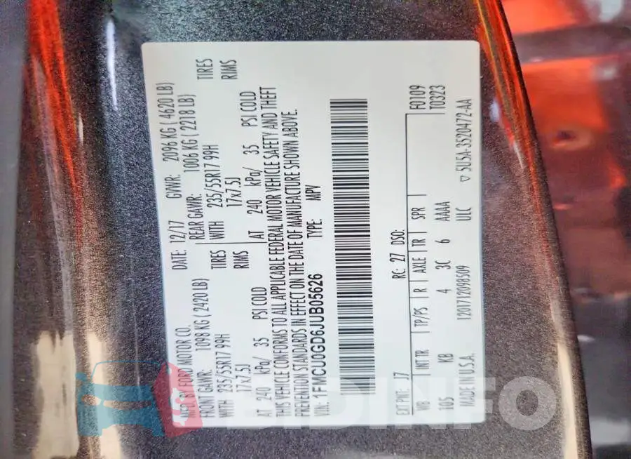 1FMCU0GD6JUB05626 Photo# 13