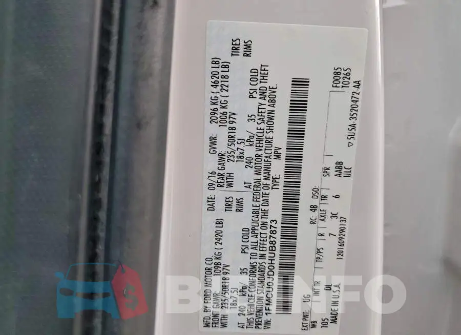 1FMCU0JD0HUB87873 Photo# 13