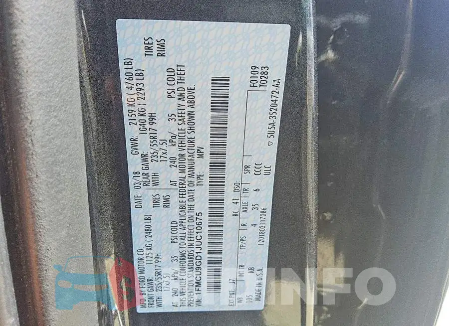 1FMCU9GD1JUC10675 Photo# 13