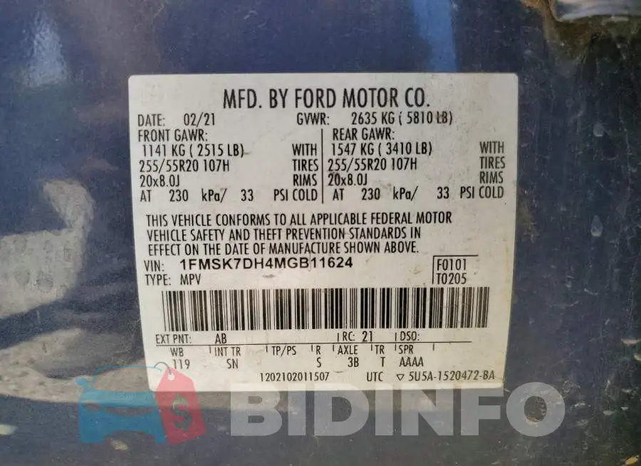 1FMSK7DH4MGB11624 Photo# 14