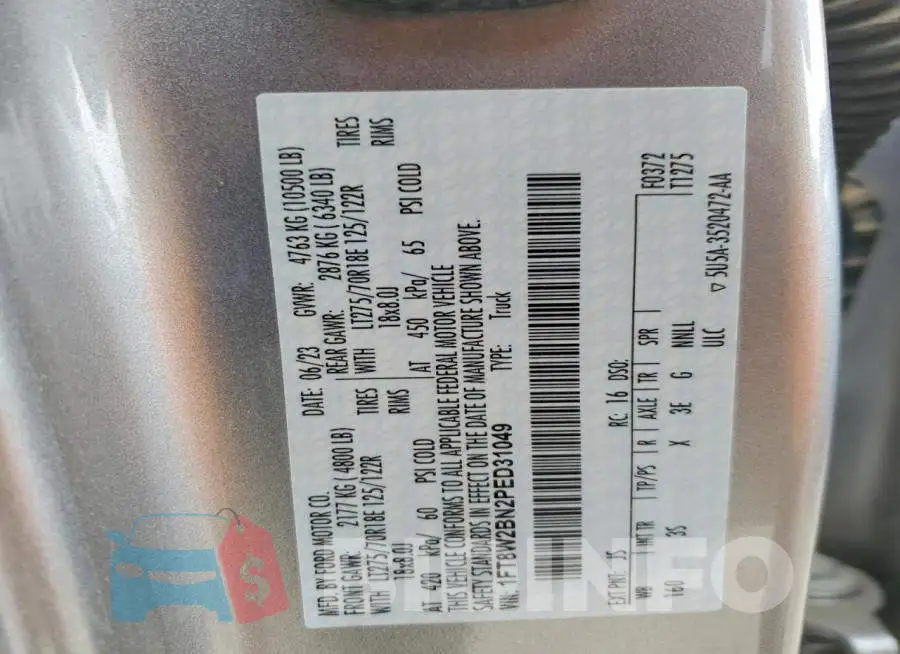 1FT8W2BN2PED31049 Photo# 12