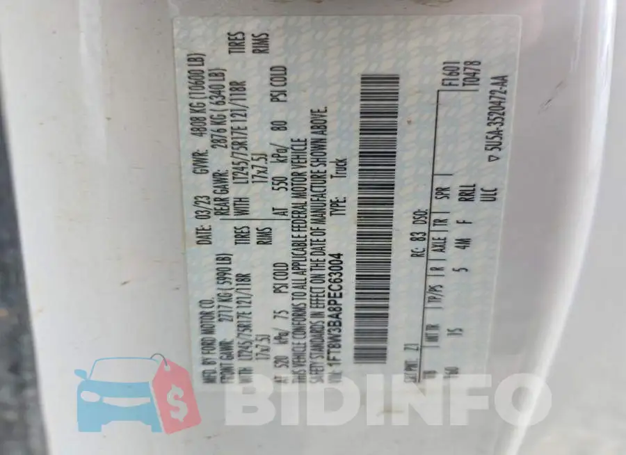 1FT8W3BA8PEC63004 Photo# 12