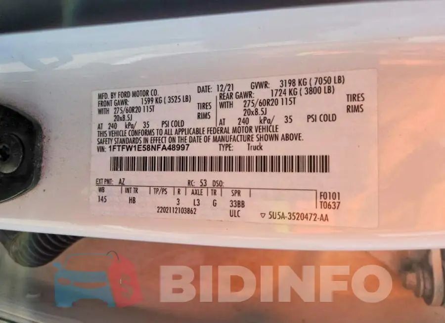 1FTFW1E58NFA48997 Photo# 12
