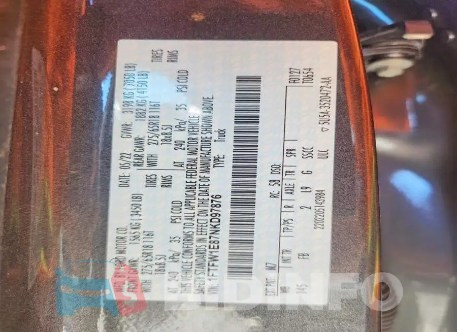 1FTFW1E87NKD97876 Photo# 12
