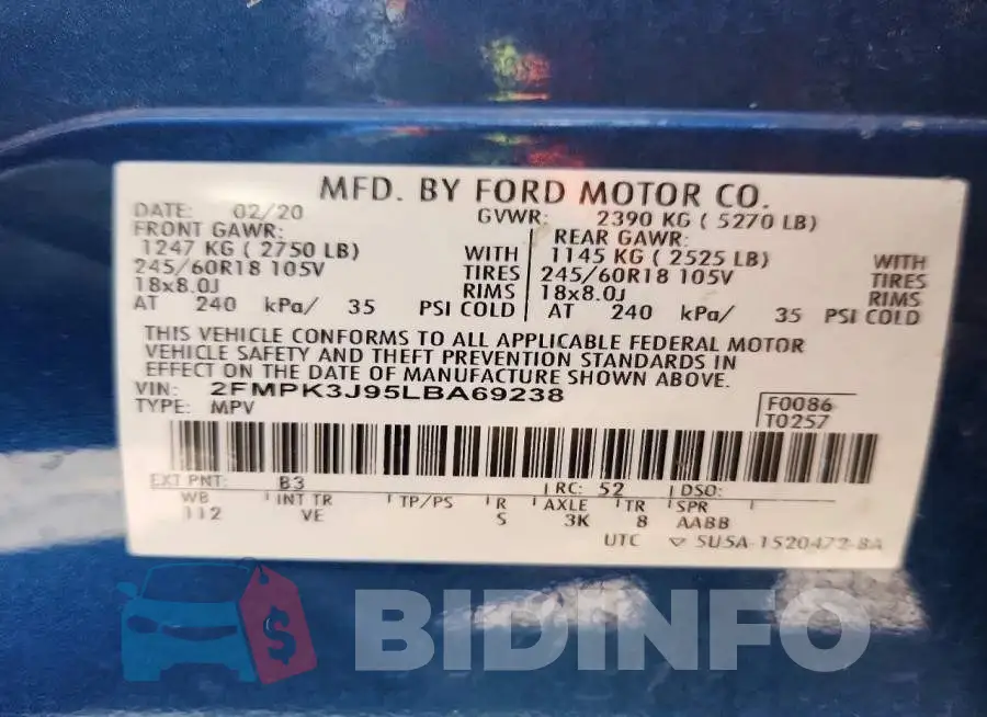 2FMPK3J95LBA69238 Photo# 12