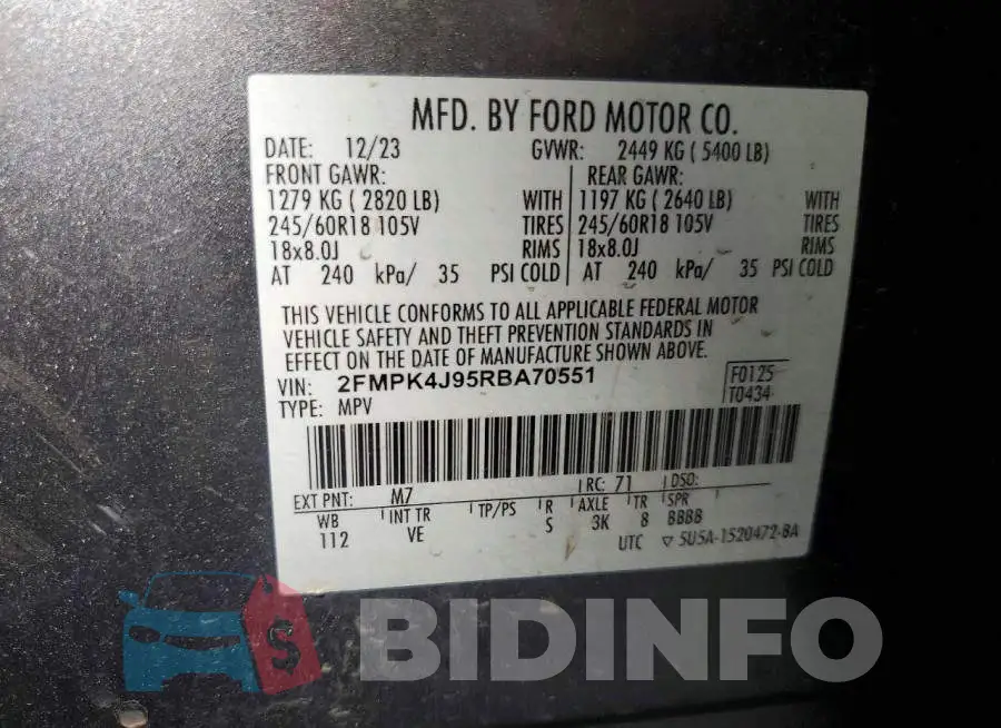 2FMPK4J95RBA70551 Photo# 14