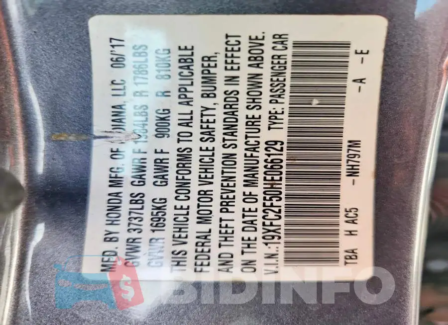 19XFC2F50HE066129 Photo# 12