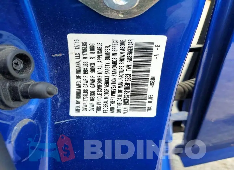 19XFC2F81HE016253 Photo# 12