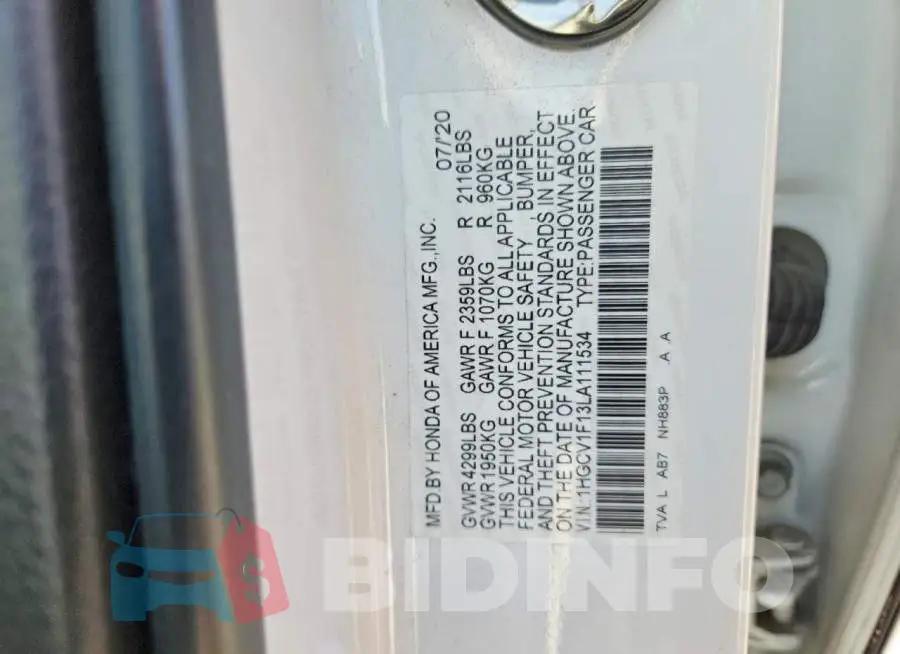 1HGCV1F13LA111534 Photo# 12