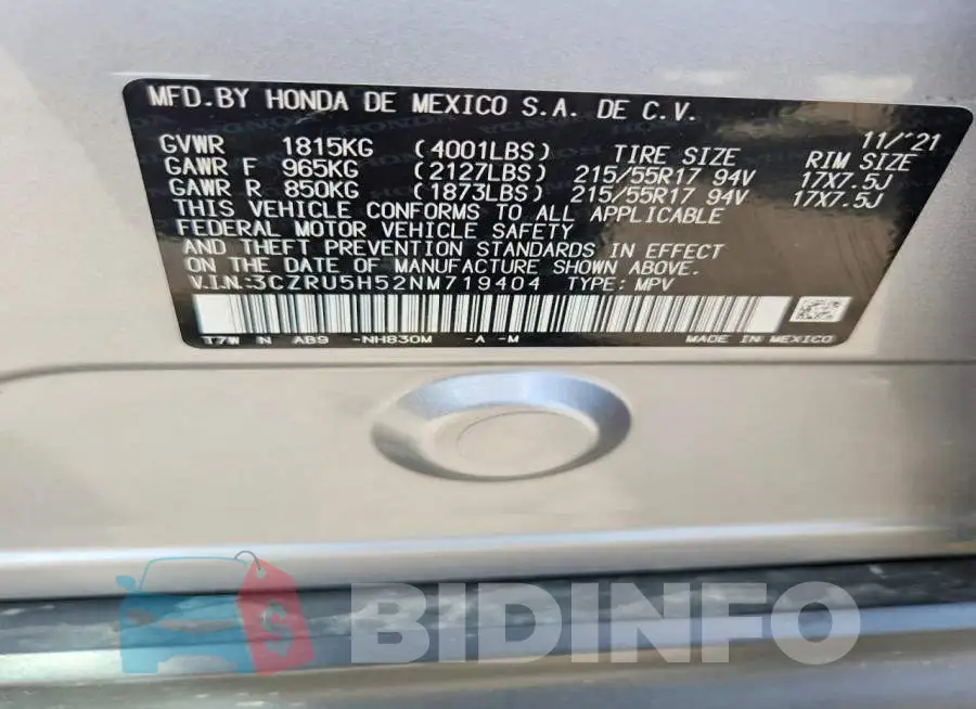 3CZRU5H52NM719404 Photo# 13