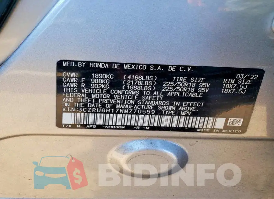 3CZRU6H17NM770559 Photo# 12