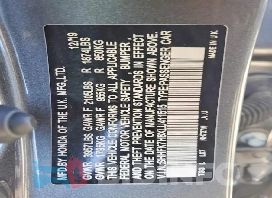 SHHFK7H8XLU411515 Photo# 12