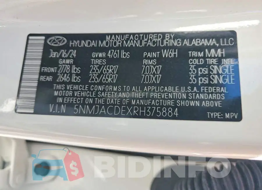 5NMJACDEXRH375884 Photo# 13
