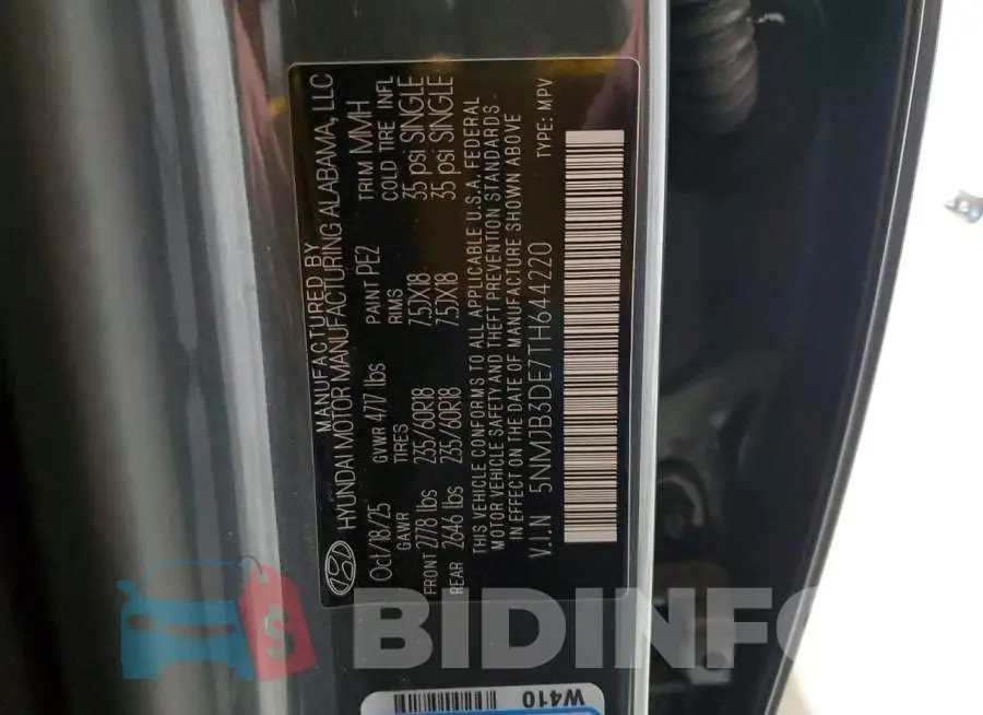 5NMJB3DE7TH644220 Photo# 14
