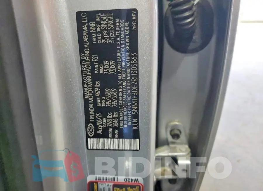 5NMJF3DE2RH305863 Photo# 14