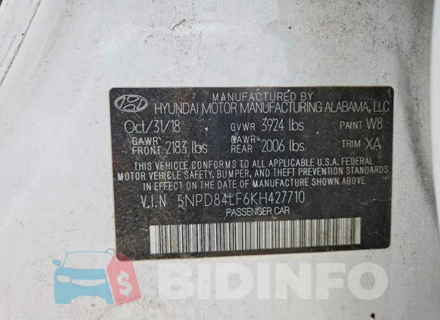 5NPD84LF6KH427710 Photo# 12