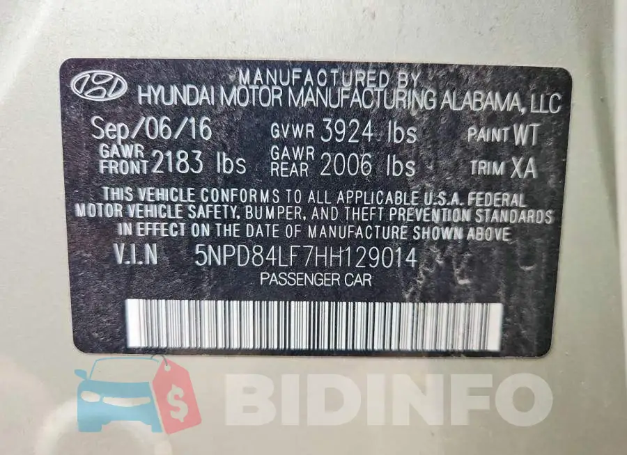 5NPD84LF7HH129014 Photo# 12