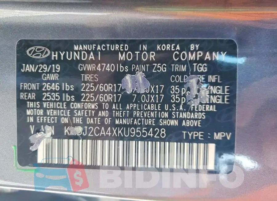 KM8J2CA4XKU955428 Photo# 14