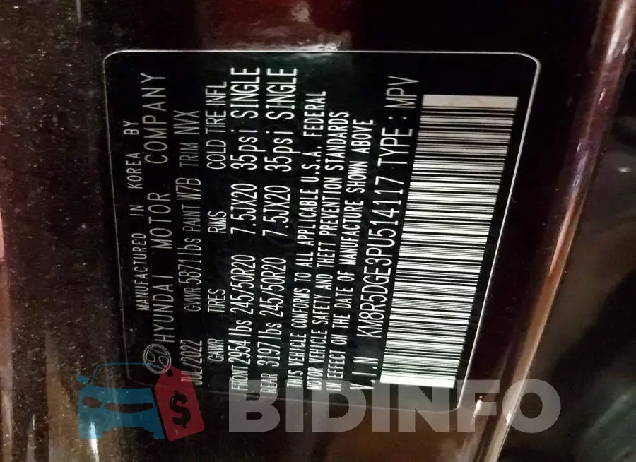 KM8R5DGE3PU514117 Photo# 14