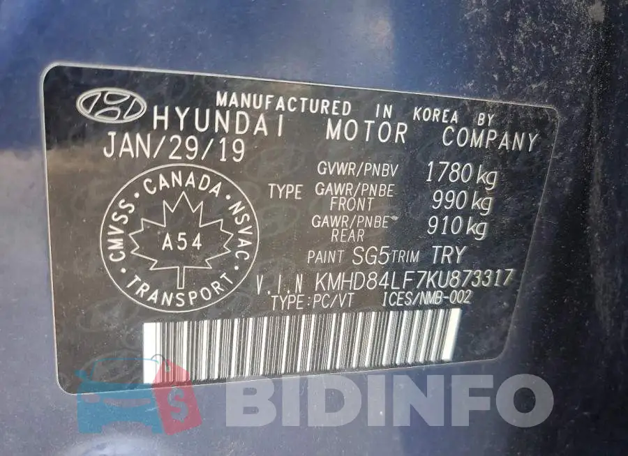 KMHD84LF7KU873317 Photo# 13