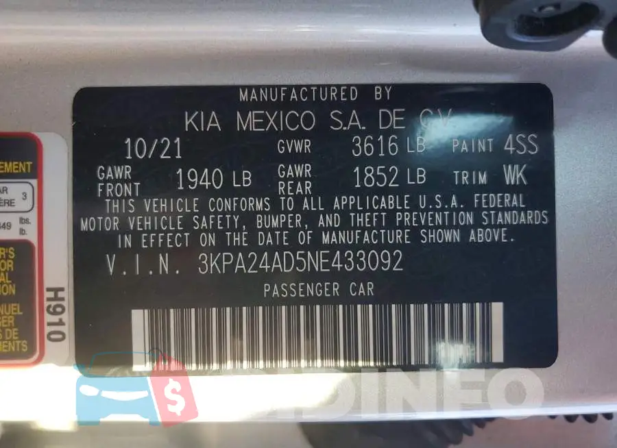 3KPA24AD5NE433092 Photo# 12