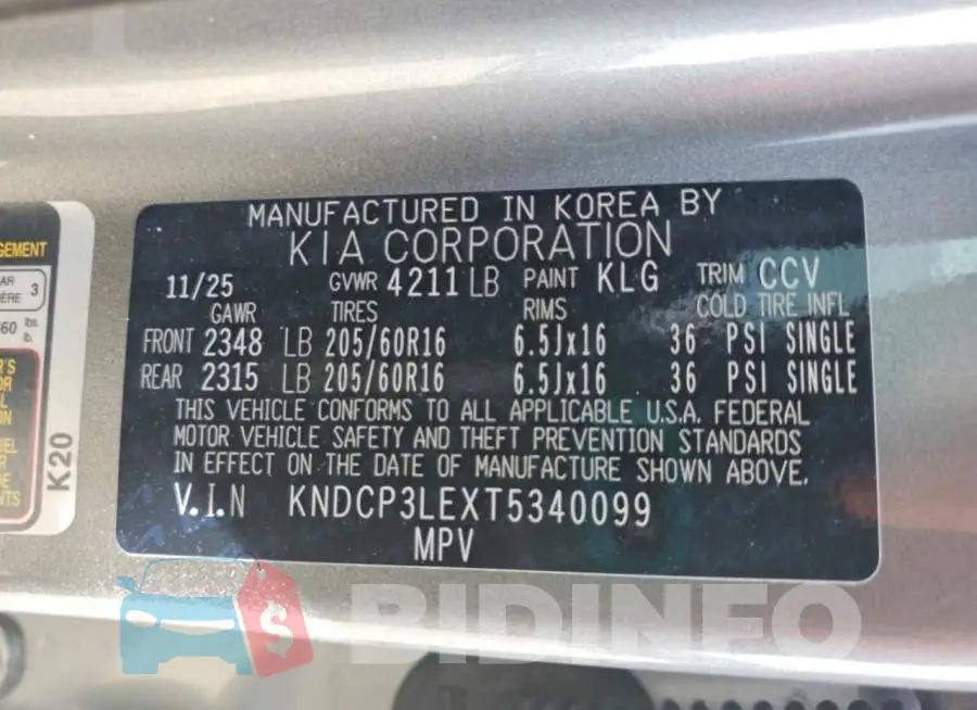 KNDCP3LEXT5340099 Photo# 13