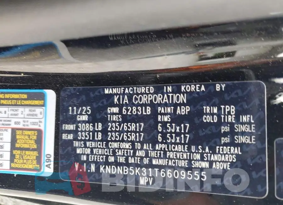 KNDNB5K31T6609555 Photo# 13