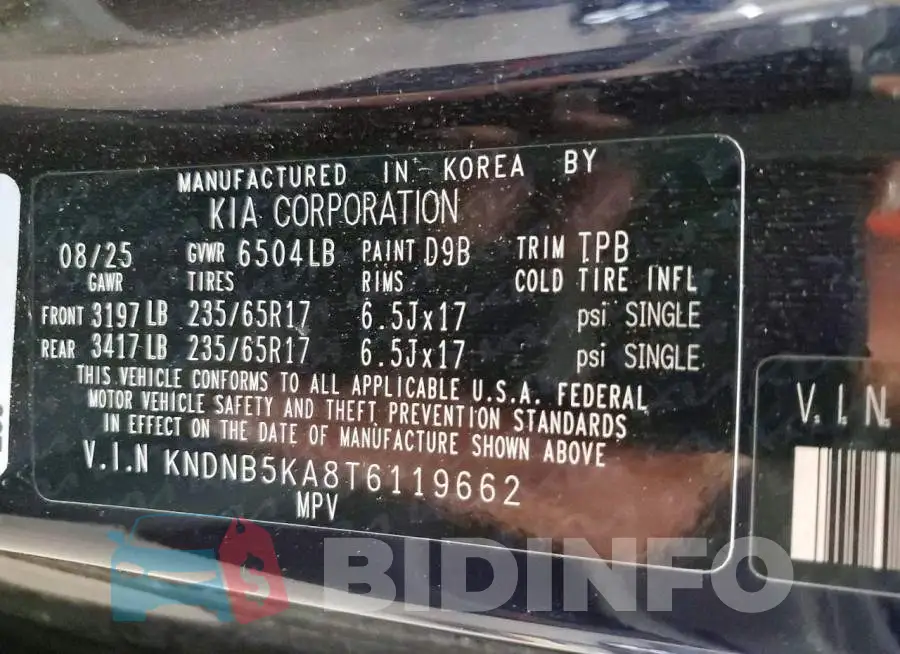KNDNB5KA8T6119662 Photo# 14
