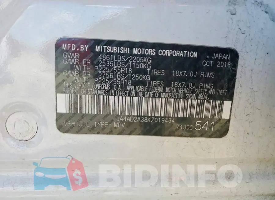 JA4AD2A38KZ019434 Photo# 12