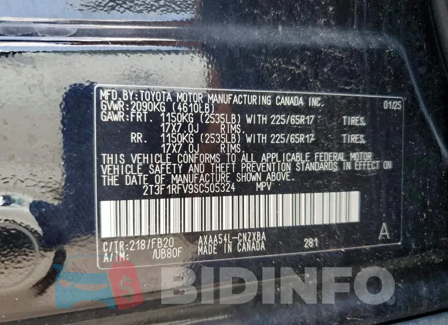 2T3F1RFV9SC505324 Photo# 13