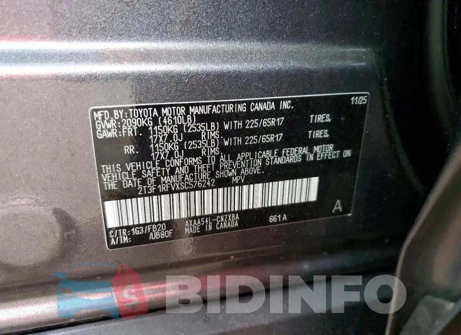 2T3F1RFVXSC576242 Photo# 13