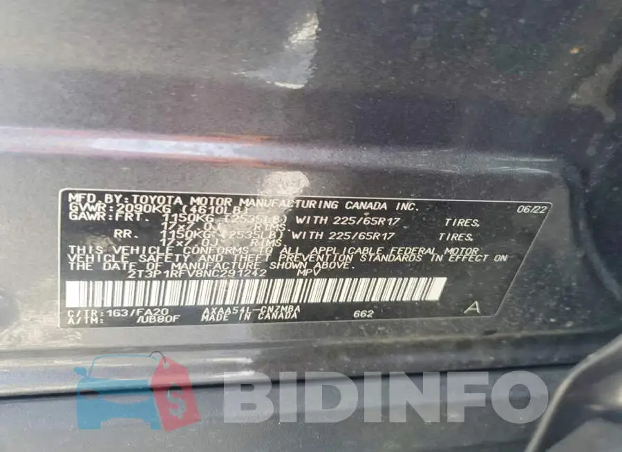 2T3P1RFV8NC291242 Photo# 13