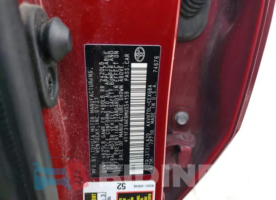 4T1F31AK8MU554159 Photo# 12