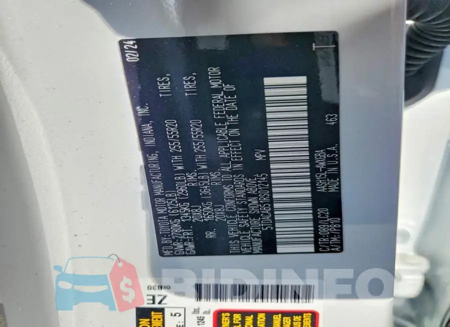 5TDACAB51RS012145 Photo# 12