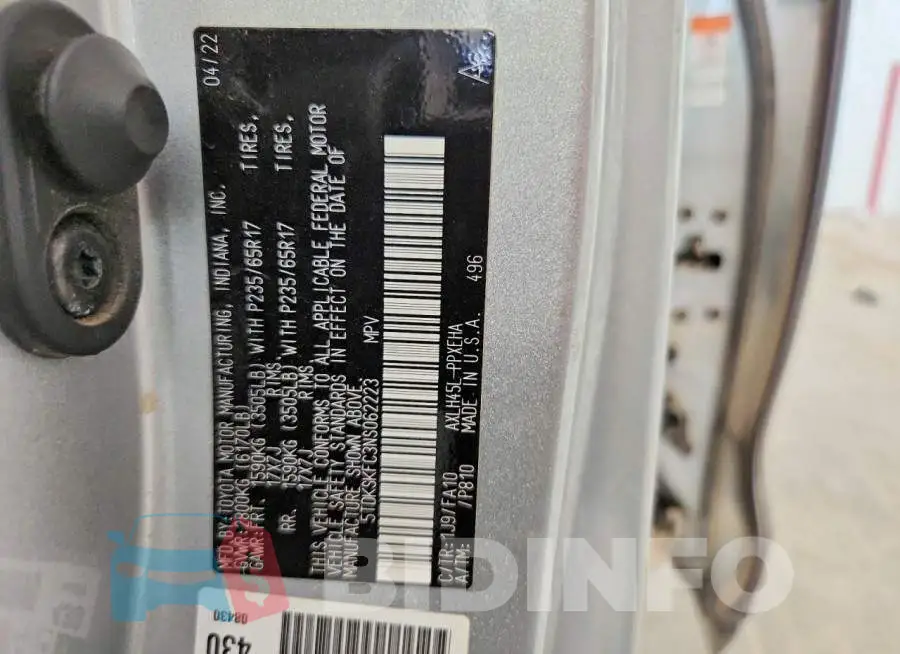 5TDKSKFC3NS062223 Photo# 13