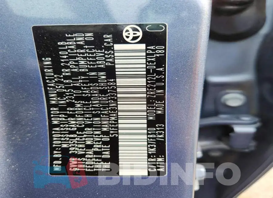 5YFEPMAE3NP337584 Photo# 12