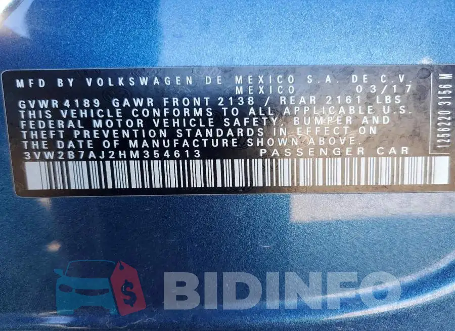 3VW2B7AJ2HM354613 Photo# 12