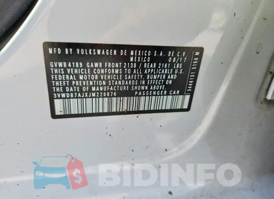 3VWDB7AJXJM226876 Photo# 13